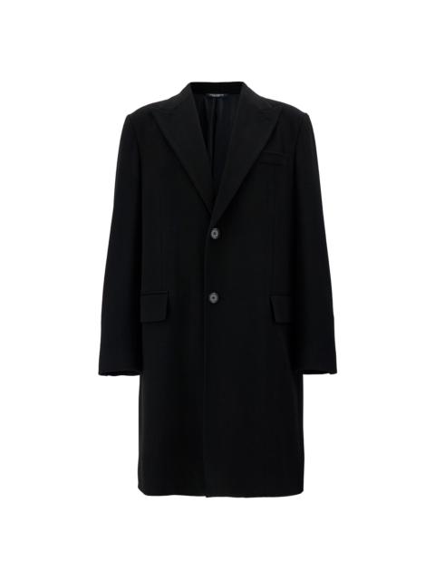 Black Single-breasted Coat In Wool Man