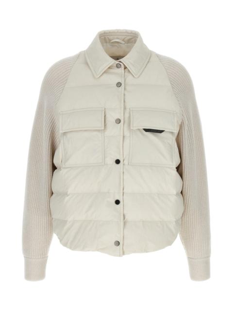 Brunello Cucinelli Two-material 'Shiny Flap Detail' down jacket