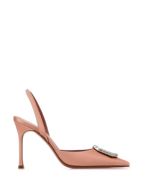 Amina Muaddi Pink satin Camelia pumps