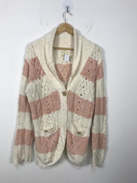 Other Designers Japanese Brand - Pique Shawl Collar Striped Cable Knit Cardigan #2844