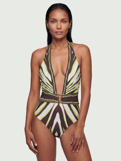 KAREN MILLEN Animal Print Plunge Swimsuit