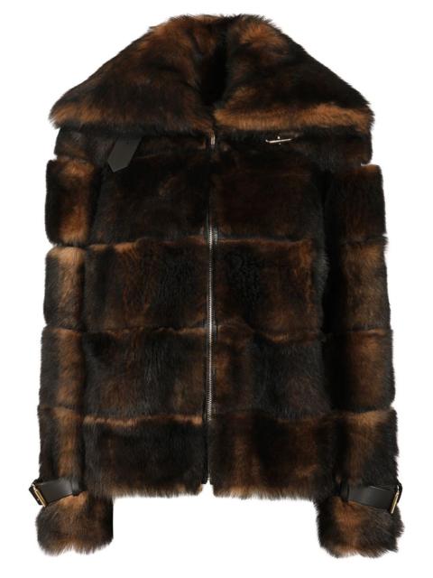 FENDI Fendi Women Brown 'Dorsato' Sheepskin And Nappa Jacket