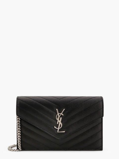 SAINT LAURENT Saint Laurent Pochette Cassandre Grain-De-Poudre Leather Clutch With Shoulder Strap