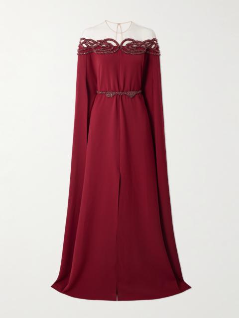 ZUHAIR MURAD Cape-effect Embellished Cady Gown