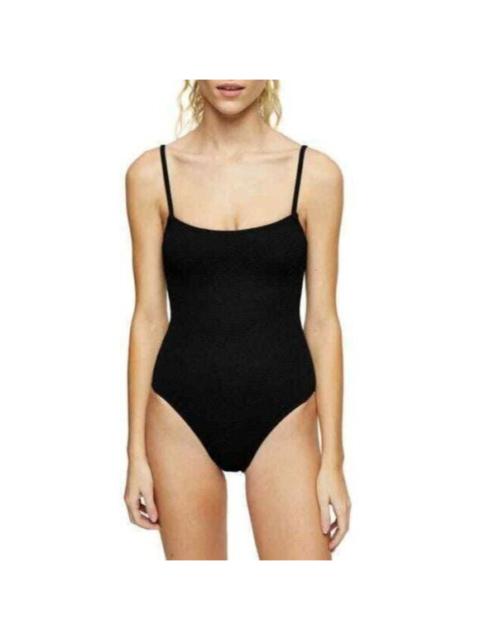 Other Designers TOPSHOP Crinkle Cami One Piece Swimsuit Color Black SZ 8 US NWT