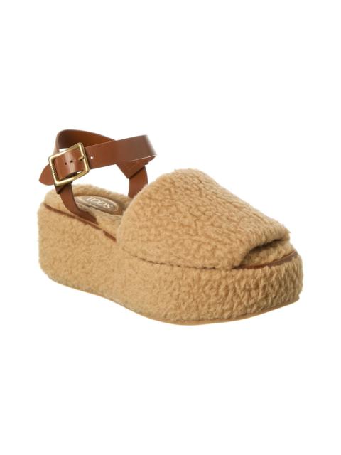 Tod's TOD’s Shearling & Leather Platform Sandal