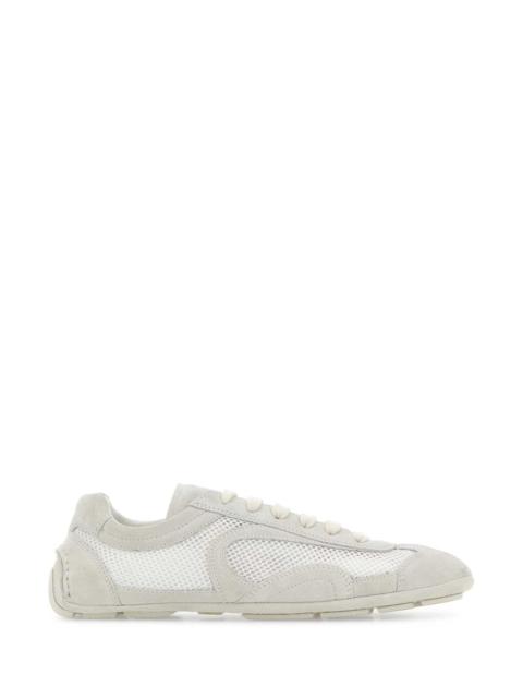 Prada Prada Women White Suede And Mesh Montecarlo Sneakers
