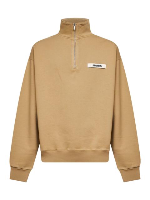 JACQUEMUS Jacquemus Men Dark Beige The Gros Grain Zipped-Rollneck Sweatshirt