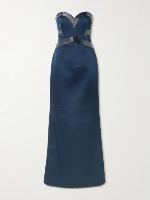 REBECCA VALLANCE Elivera Strapless Bead-embellished Satin Gown