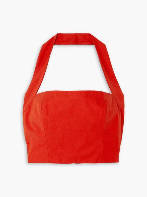 Other Designers Woop cropped cotton halterneck top