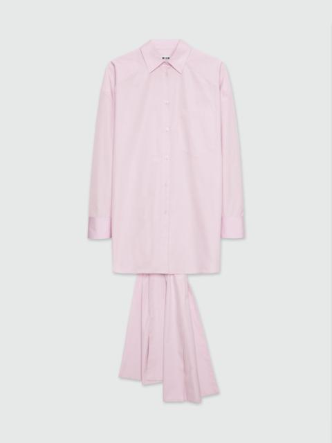MSGM Pink poplin minidress with draped back