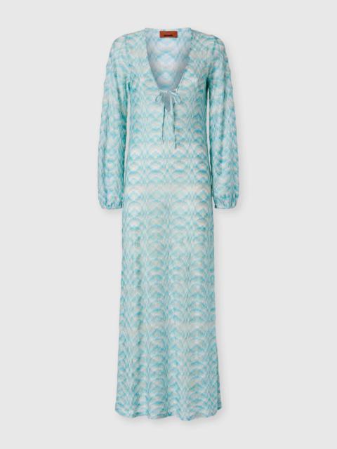 Missoni Long-sleeved cover-up dress in shaded lamé viscose