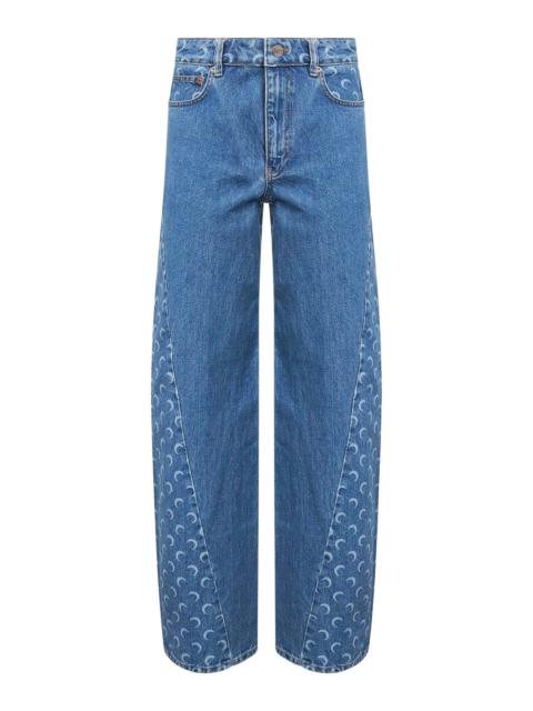 Marine Serre Light blue denim Moon Laser baggy jeans
