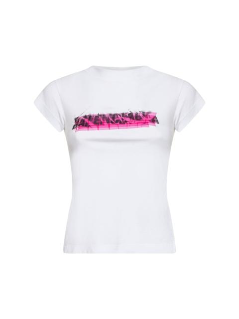 BALENCIAGA Balenciaga Women White Messy Spray Chopped Back T-Shirt