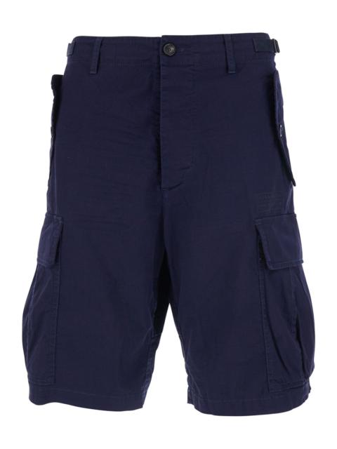 DSQUARED2 Dsquared2 Men Blue Shorts With Wide Leg And Four Flap Pockets With Buttons In Cotton Stretch Man