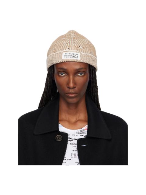 MM6 Maison Margiela Beige Amended Optical Ribs Beanie