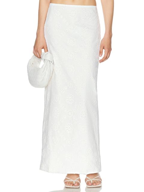 HELSA Eyelet Column Midi Skirt