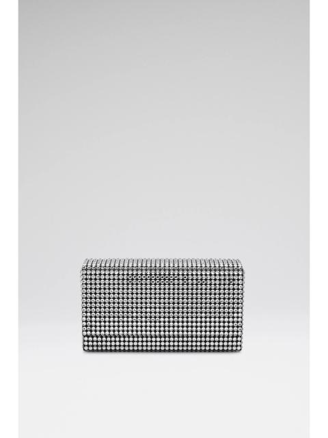 Amina Muaddi PALOMA MINI BLACK SATIN AND WHITE CRYSTALS