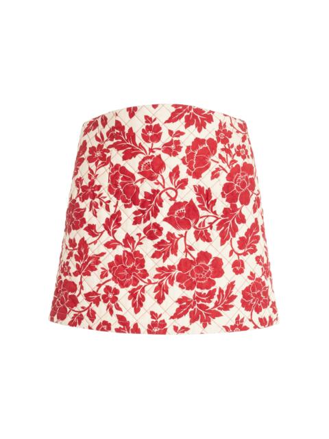 POSSE Romeo Quilted Linen Mini Skirt red