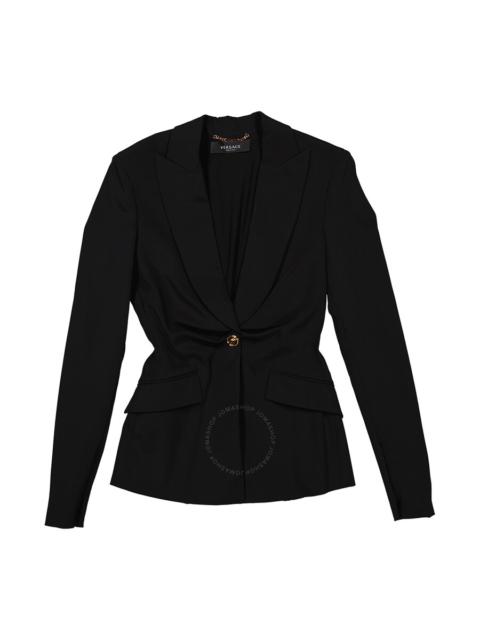 Versace Ladies Black Single-Breasted Silk-Blend Blazer