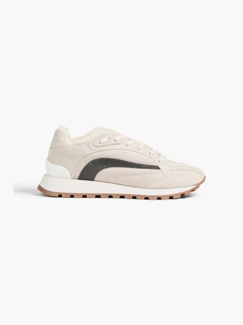 Brunello Cucinelli Bead-embellished suede sneakers