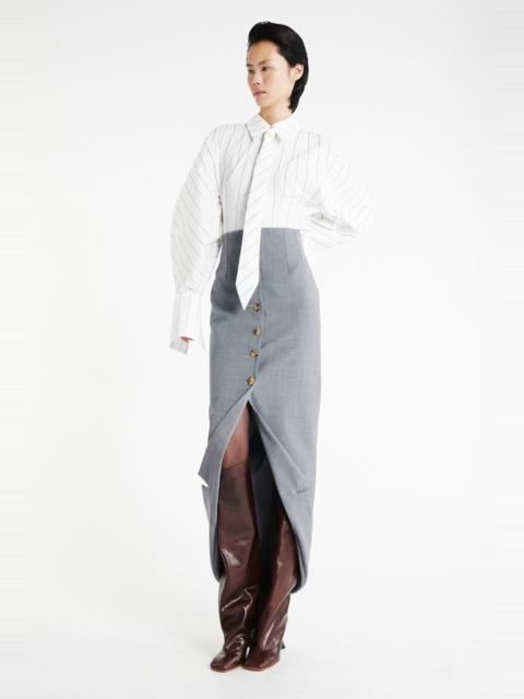 A.W.A.K.E. MODE TAILORED SKIRT WITH JACKET COLLAR AT HEM GREY MELANGE