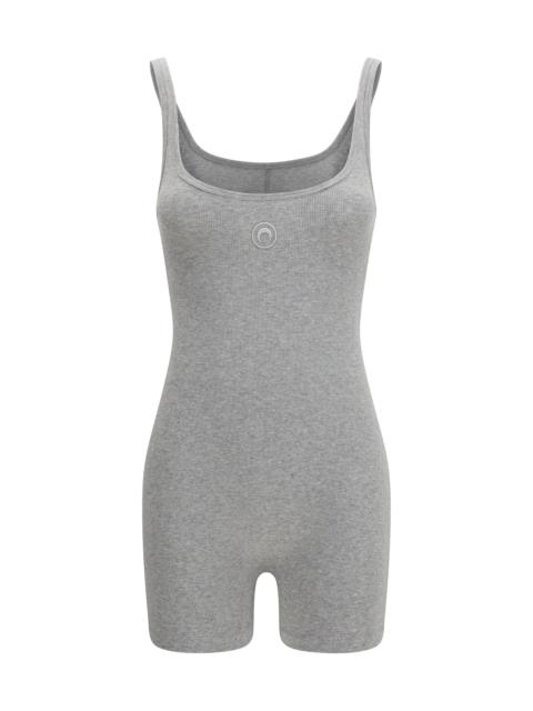 Marine Serre Marine Serre Women Moon Logo Ribbed Jersey Short Catsuit