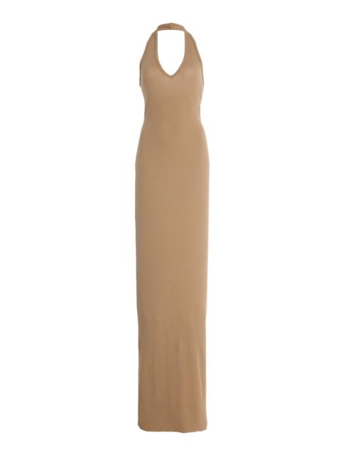 ÉTERNE Stretch Cotton-Modal Maxi Halter Dress taupe