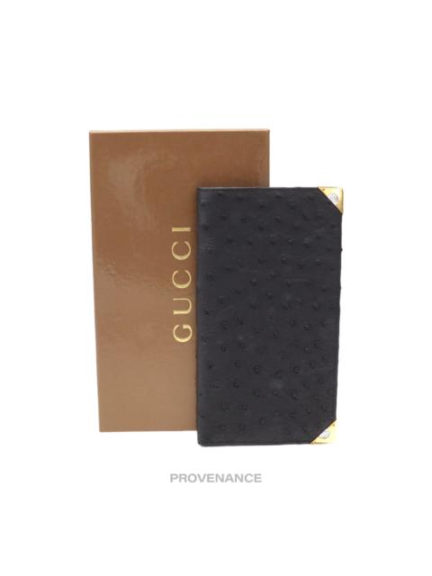 GUCCI Gucci Long Wallet - Black Ostrich Leather