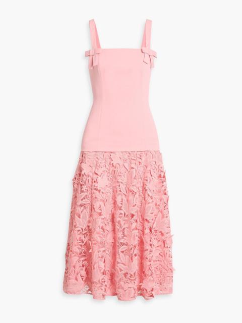 Other Designers Crepe and guipure lace midi dress