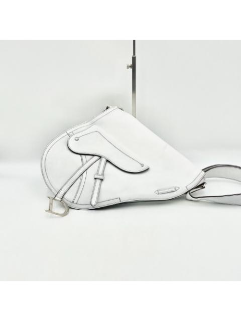 Other Designers Christian Dior White Leather Big Saddle Bag