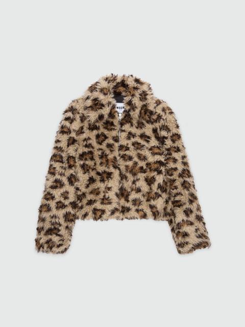 MSGM Beige animalier jacket in shaggy-effect faux fur