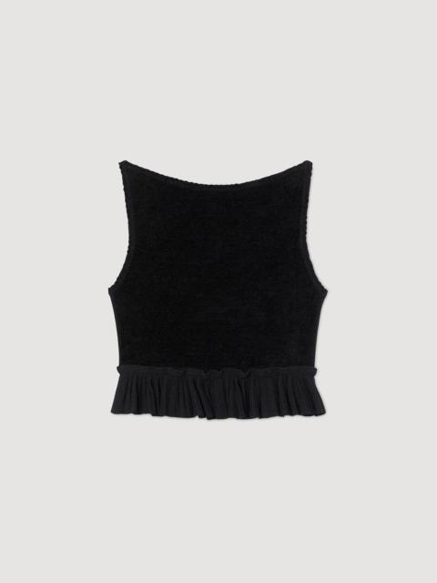 Sandro RUFFLED KNIT CROP TOP