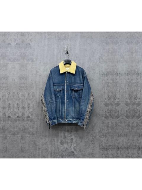 CELINE Celine Runway Edition: Rhinestone-Trimmed Leather and Lamb Shearling Jacket