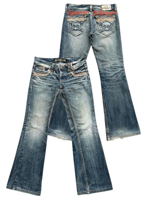 Japanese Brand - Red Pepper Low Rise Flare Distressed Denim Jeans 32x31