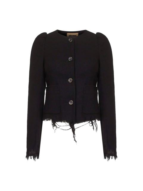 UMA WANG Black wool and linen blend Kuppy jacket
