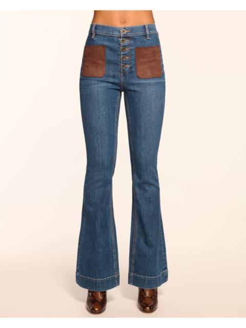 RAMY BROOK Cindy Faux Suede Trim Flare Jean
