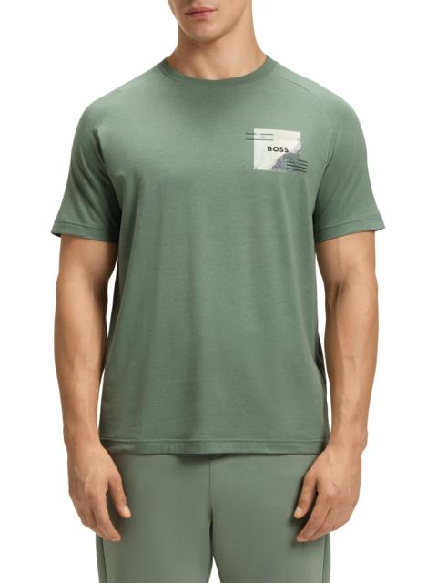 BOSS BOSS Stripe Zone Stretch Cotton Blend Graphic T-Shirt in Open Green at Nordstrom