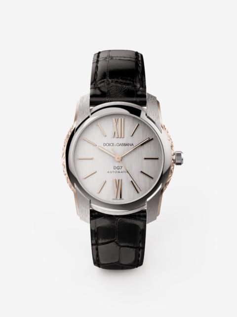 Dolce & Gabbana DG7 watch in steel with engraved side decoration in gold
