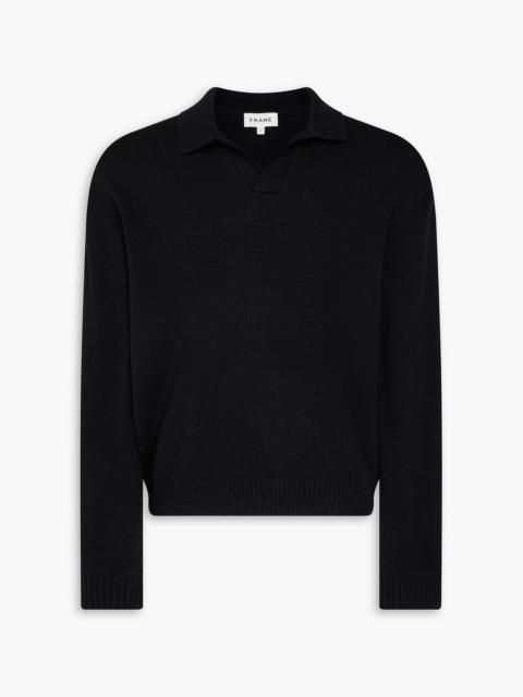 FRAME Wool and silk-blend polo sweater