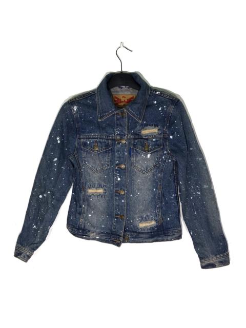 Other Designers Japan Blue - Japan Blue BIT BLUE Distressed Paint Ziq Zag Denim Jackets