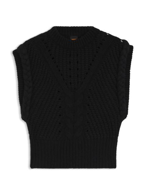 BOSS RELAXED-FIT SLEEVELESS TOP IN STRUCTURED ITALIAN YARN