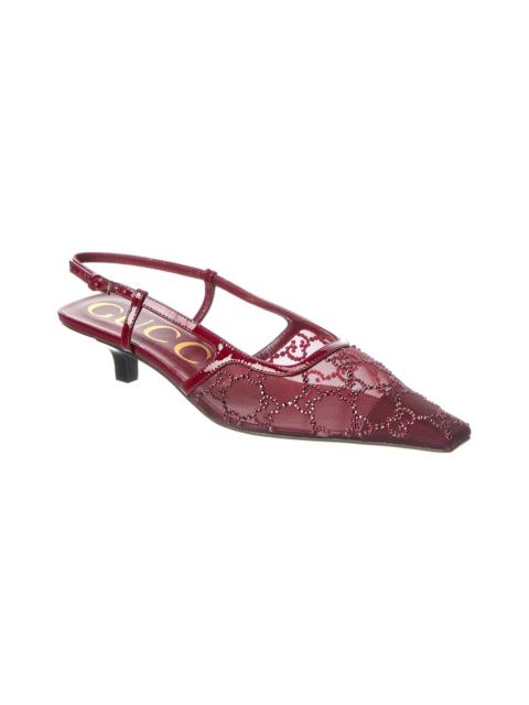 GUCCI Gucci GG Mesh & Suede Slingback Pump