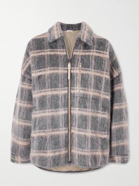 Brunello Cucinelli Bead-embellished Padded Checked Brushed Jacquard Jacket