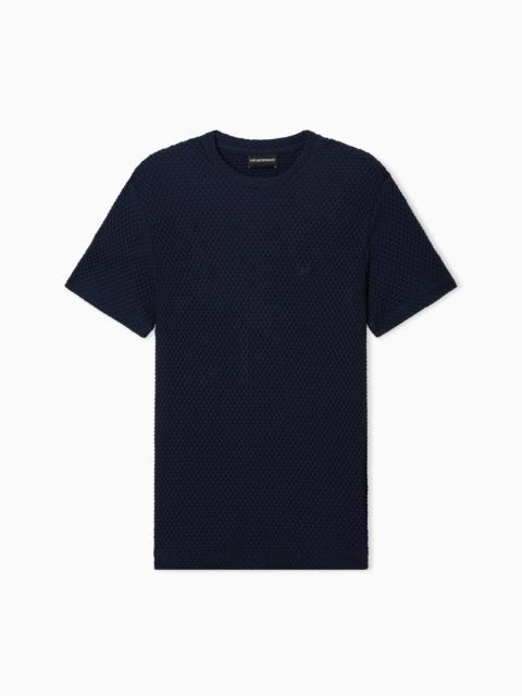 EMPORIO ARMANI JERSEY T-SHIRT WITH DEEP NECKLINE DRAPE