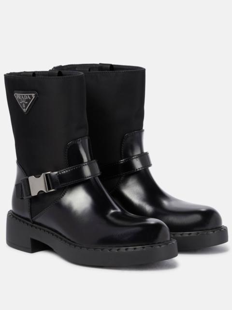 Prada Re-Nylon and leather ankle boots