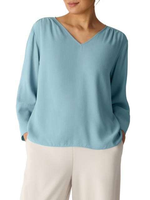 EILEEN FISHER Eileen Fisher Lantern Sleeve Silk Top in Seafoam at Nordstrom