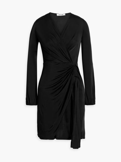 DIANE VON FURSTENBERG Wrap-effect draped stretch-jersey mini dress