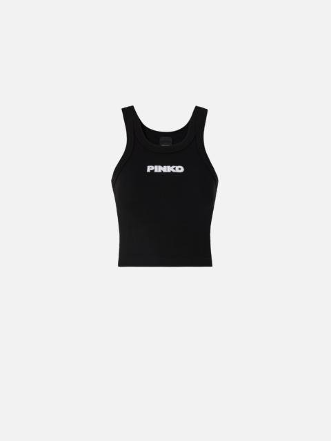 PINKO CROPPED VEST TOP WITH PINKO LOGO