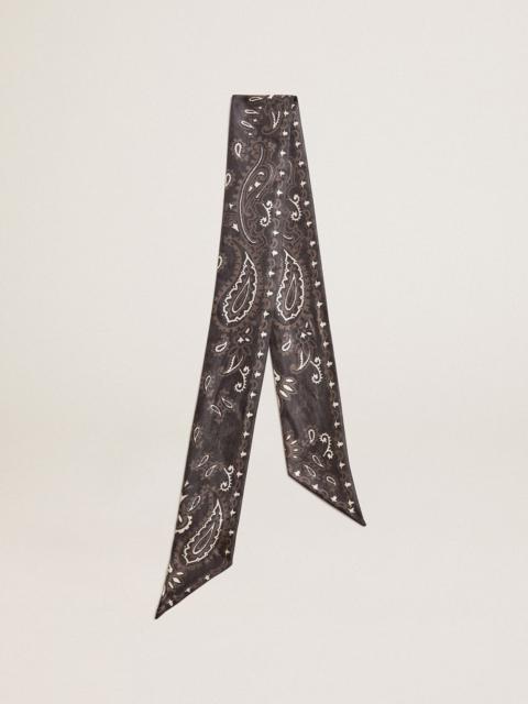 Golden Goose Ribbon in black silk twill with paisley pattern